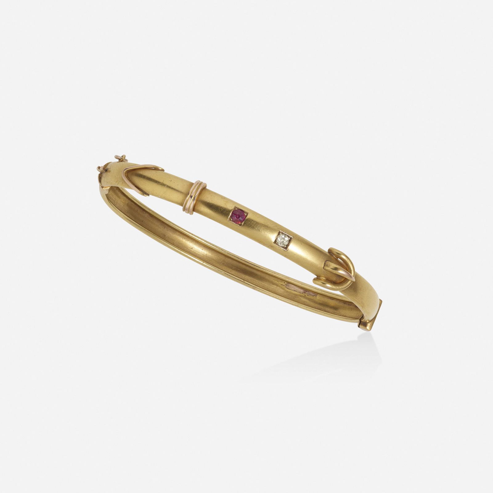 Antique, Ruby, diamond, and gold bangle bracelet (1 of 2)