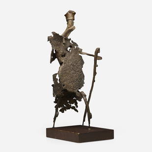 Benedict Tatti, Untitled: Benedict Tatti Untitled bronze, wood 22 h x 10.75 w x 13 d in (56 x 27 x 33 cm) Signed and inscribed to underside of base 'B. Tatti 214 East 39 St. NY, NY'. This work will ship from