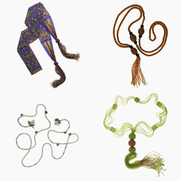 WIENER WERKSTATTE, ETC; Four bead sautoirs: WIENER WERKSTATTE, ETC; Four polychrome glass bead sautoirs, one attributed to the Wiener Werkstatte, Austria, 1920s; Publication: For a similar example see ''Wiener Werkstatte 1903-1932,'' Taschen 19