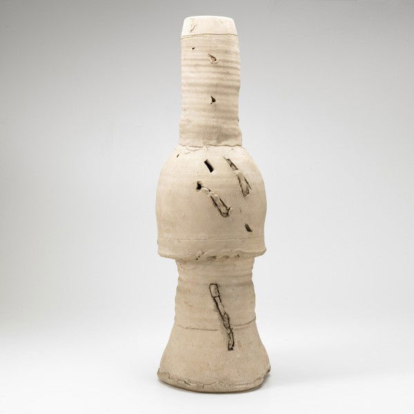 PETER VOULKOS; Stack Pot: PETER VOULKOS; Tall unglazed ceramic Stack Pot, Berkeley, CA, 1960s; Provenance: Collection of sculptor Steven Urry, a friend of the artist; Unsigned; 34'' x 11''