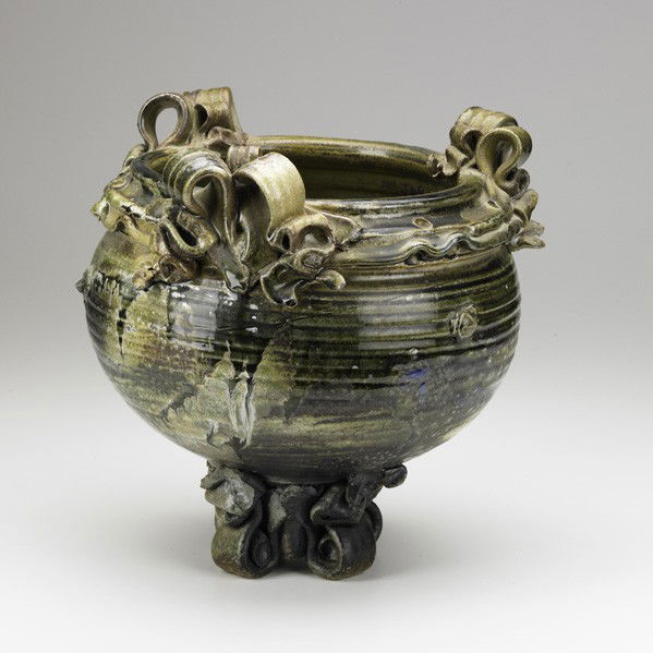 DON REITZ; Vessel: DON REITZ; Large salt-glazed stoneware vessel, Madison, Wisconsin, ca. 1970s; Signed Reitz; 11 1/2'' x 12''