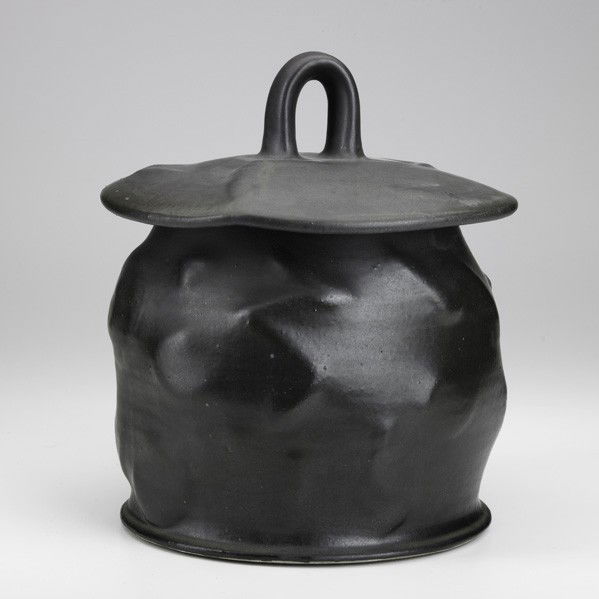 CHRIS GUSTIN; Stoneware tureen: CHRIS GUSTIN; Stoneware tureen with gun-metal glaze, Massachussetts, 1981; Signed Gustin and dated; 11 1/2'' x 10''