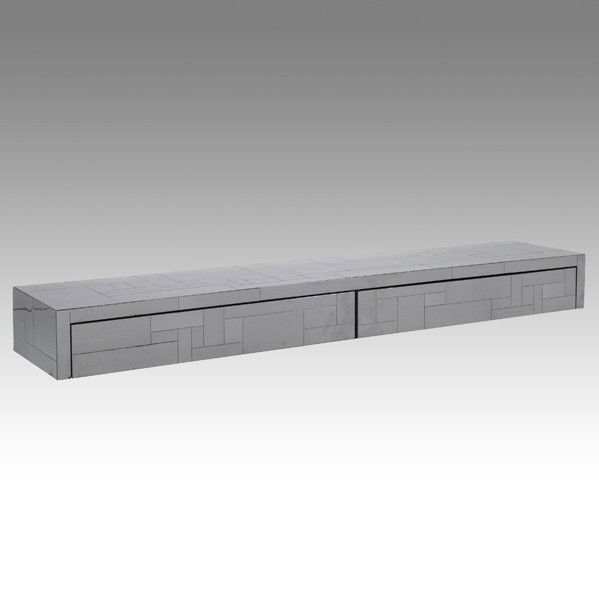 PAUL EVANS; Console: PAUL EVANS; DIRECTIONAL; Cityscape wall-hanging console, USA, 1970s; Chrome-plated steel; Unmarked; 6'' x 60'' x 12''