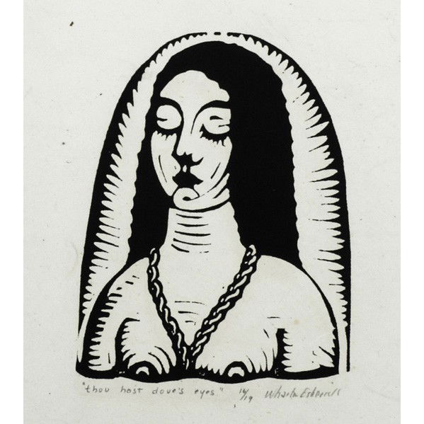 WHARTON ESHERICK; Four woodblock prints: WHARTON ESHERICK; Four woodblock prints on handmade paper from The Song of Solomon (matted), Paoli, PA, 1920s; ''Apple'', 16/20, image: 3 1/4'' x 2''; ''Thou hast dove's eyes,'' 16/19, image: 5'' x 4'