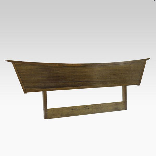 GEORGE NAKASHIMA; WIDDICOMB; Headboard: GEORGE NAKASHIMA; WIDDICOMB; Origins queen-size headboard (no. 0220) in Sundra finish, Grand Rapids, MI, 1959; Walnut; Branded Sundra and date; 38 1/4'' x 109''