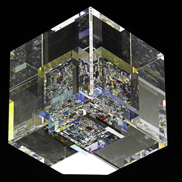 JON KUHN; Glass sculpture: JON KUHN; Glass sculpture, ''Tapestry,'' North Carolina, 1996; Signed, dated and titled; 8'' x 7'' x 7''