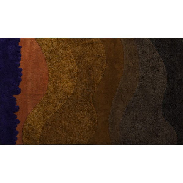 EDWARD FIELDS; Carpet: EDWARD FIELDS; Sculpted wool pile carpet, ''Special Heat Wave Hi Lo,'' USA, 1970s; Cloth label with artist's name, titled and numbered 41457 ''F''; 100'' x 65''