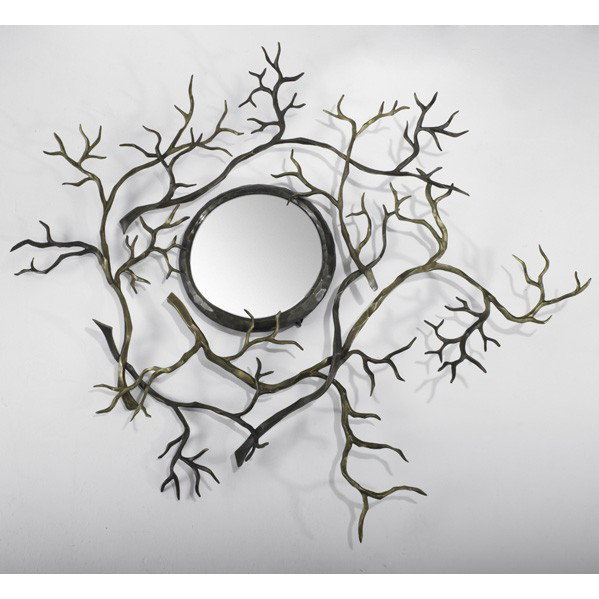 HERVE VAN DER STRAETEN; Mirror: HERVE VAN DER STRAETEN; Bull's Eye mirror, France, 1990s; Bronze, mirrored glass; Medallion label; 56 1/2'' x 50''