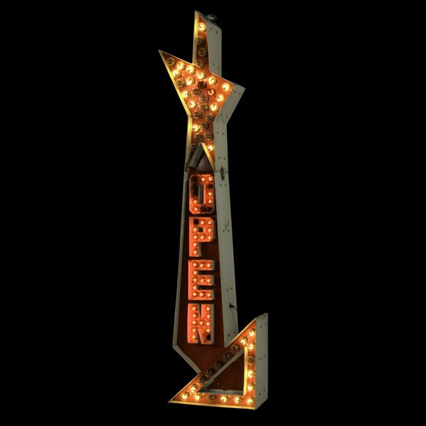 COMMERCIAL LIGHTING Illuminated advertising sign: COMMERCIAL LIGHTING; Illuminated advertising sign, USA, 1960s; Painted metal, incandescent bulbs; Unmarked; 80 1/2'' x 19 1/2'' x 10 1/4''
