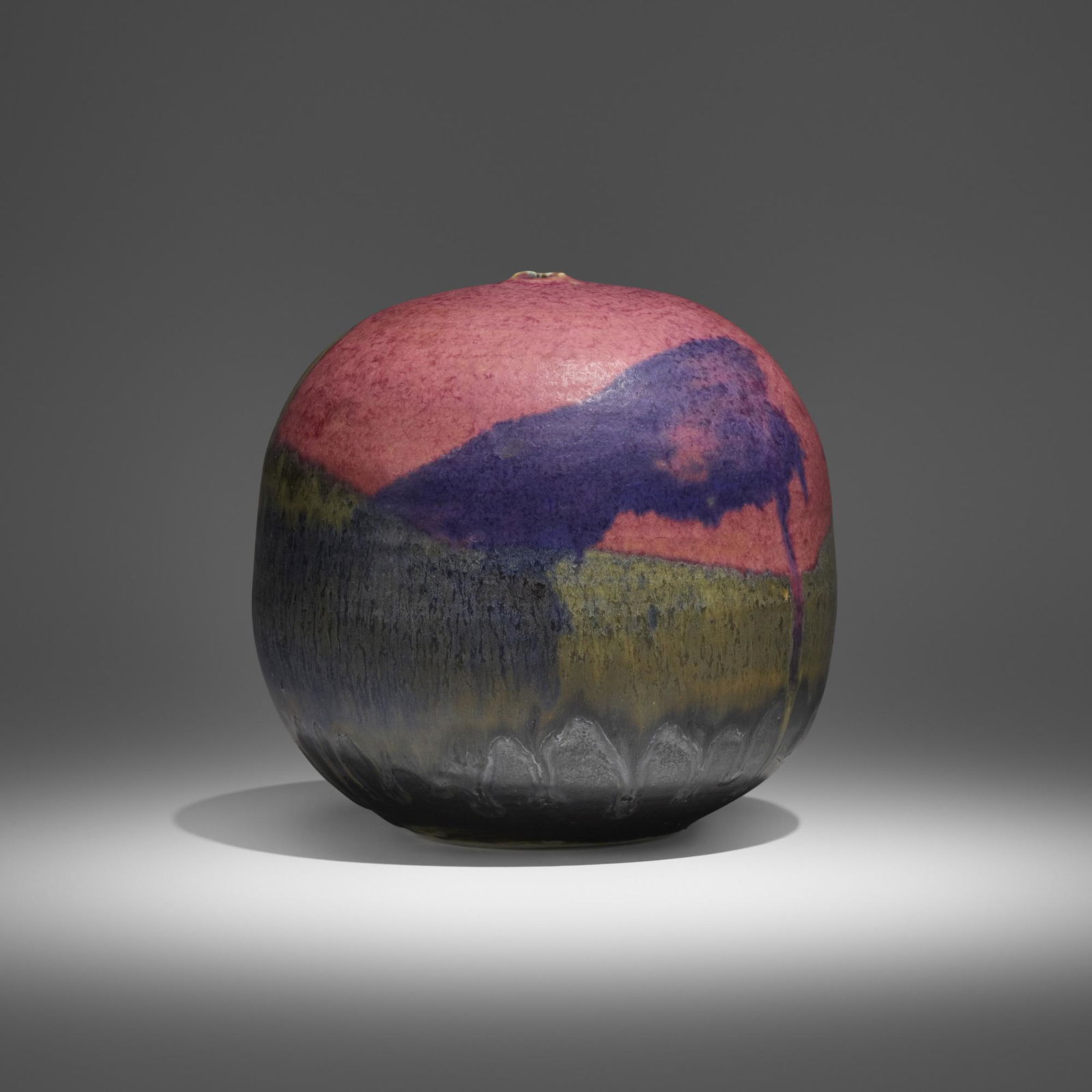 Toshiko Takaezu, Untitled (with rattle): Toshiko Takaezu Untitled (with rattle) c. 1995glazed porcelain 5.5 h x 5.5 dia in (14 x 14 cm) Incised signature to underside 'TT'. Provenance: Acquired directly from t