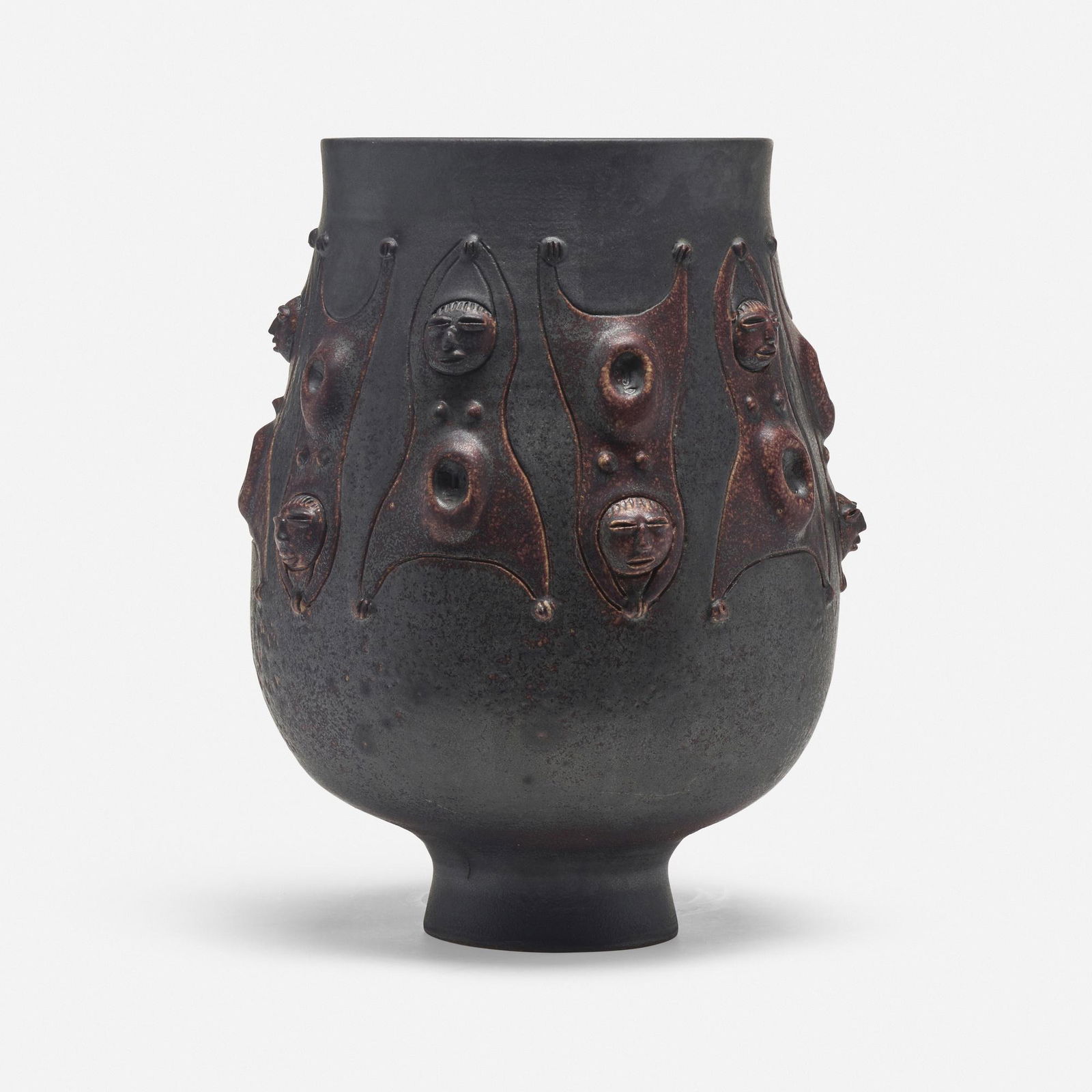 Edwin and Mary Scheier, Chalice form: Edwin and Mary Scheier Chalice form USA, c. 1980glazed stoneware 15 h x 12 dia in (38 x 30 cm) Incised signature to underside 'Scheier'. This work will ship from Los Angele