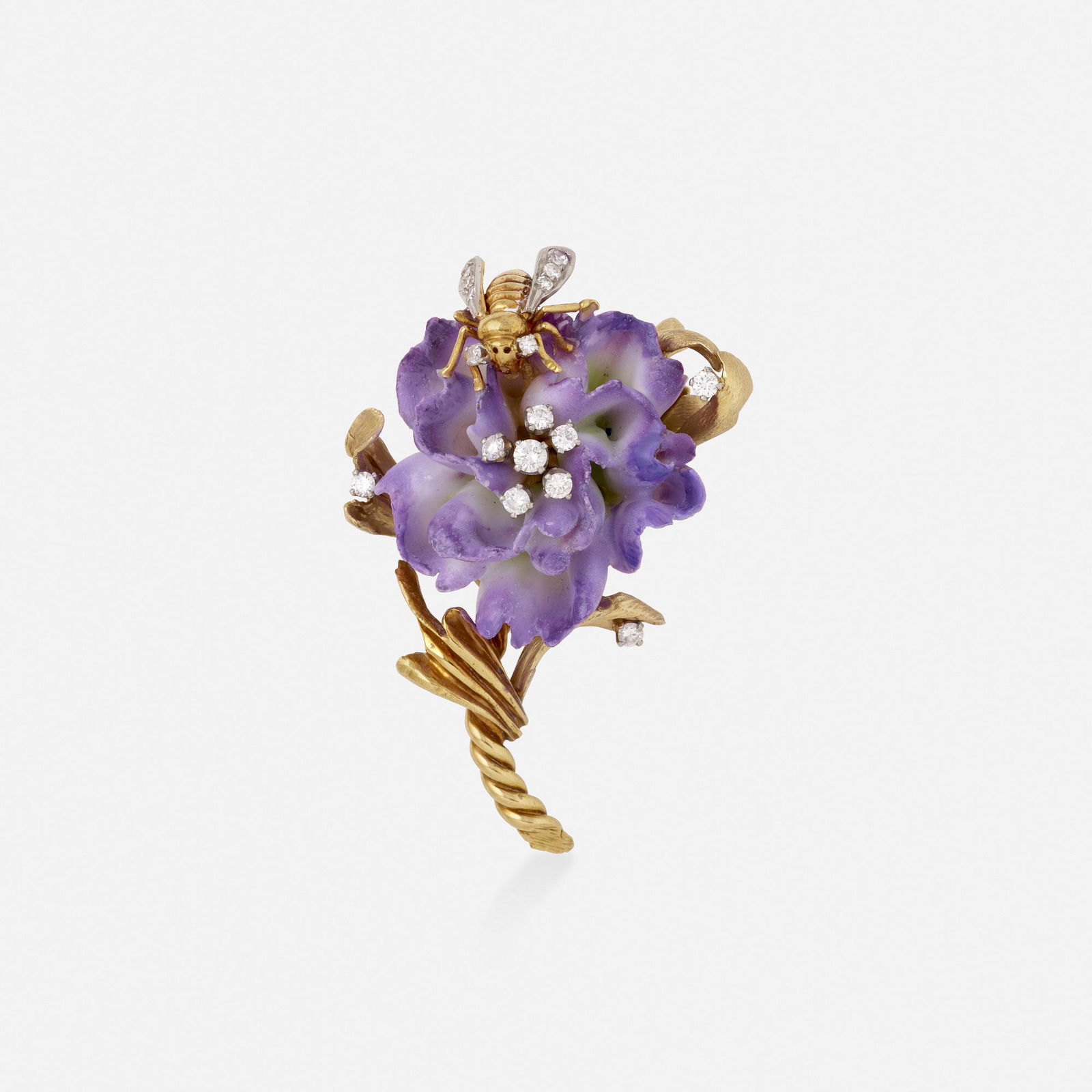 David Webb, Porcelain, diamond, gold brooch (1 of 3)