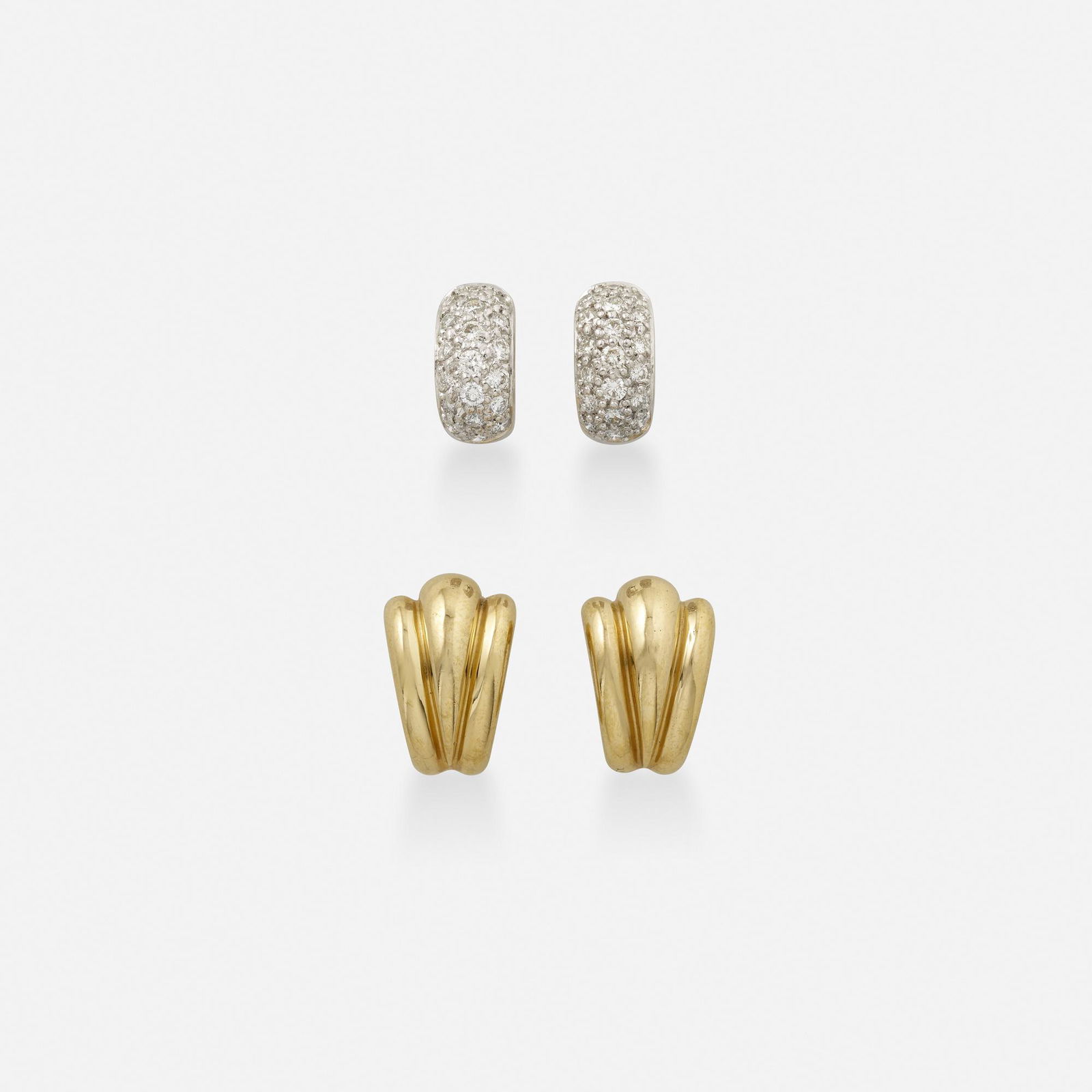Tiffany & Co., Gold earrings, diamond earrings (1 of 3)
