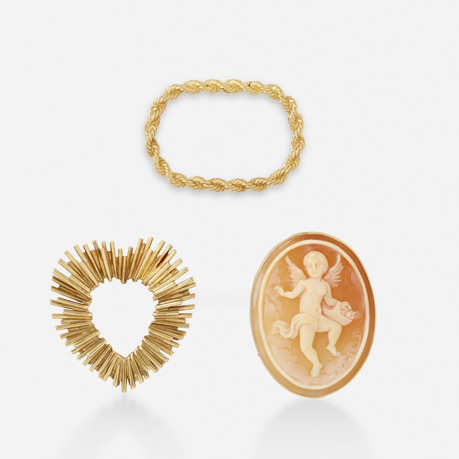 Tiffany & Co., Gold heart brooch, two brooches (1 of 2)