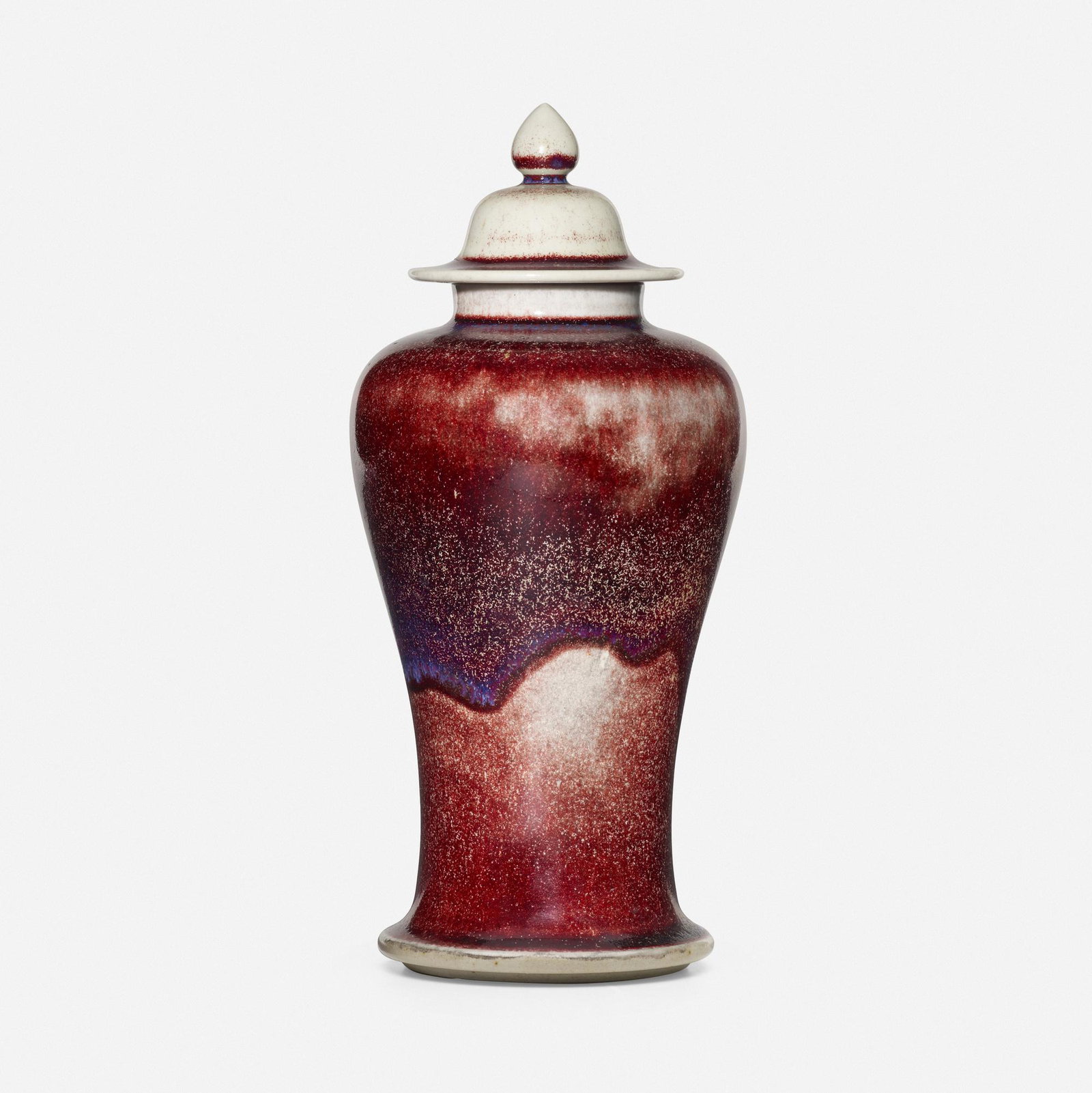 Ruskin Pottery, Ginger jar: Ruskin Pottery Ginger jar England, 1911oxblood-glazed porcelain 8.25 h x 3.5 dia in (21 x 9 cm) Impressed manufacturer's mark and date to underside 'Ruskin Pottery 1911'. Partial paper manufac