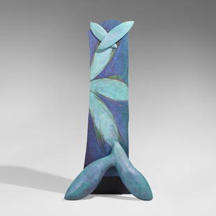Wendell Castle, Four Seasons clock: Wendell Castle Four Seasons clock USA, 1993poplar, jelutong, maple veneer, gesso, acrylic paint, and motorized clock movement 84 h x 41 w x 19 d in (213 x 104 x 48 cm) Carved signature and dat