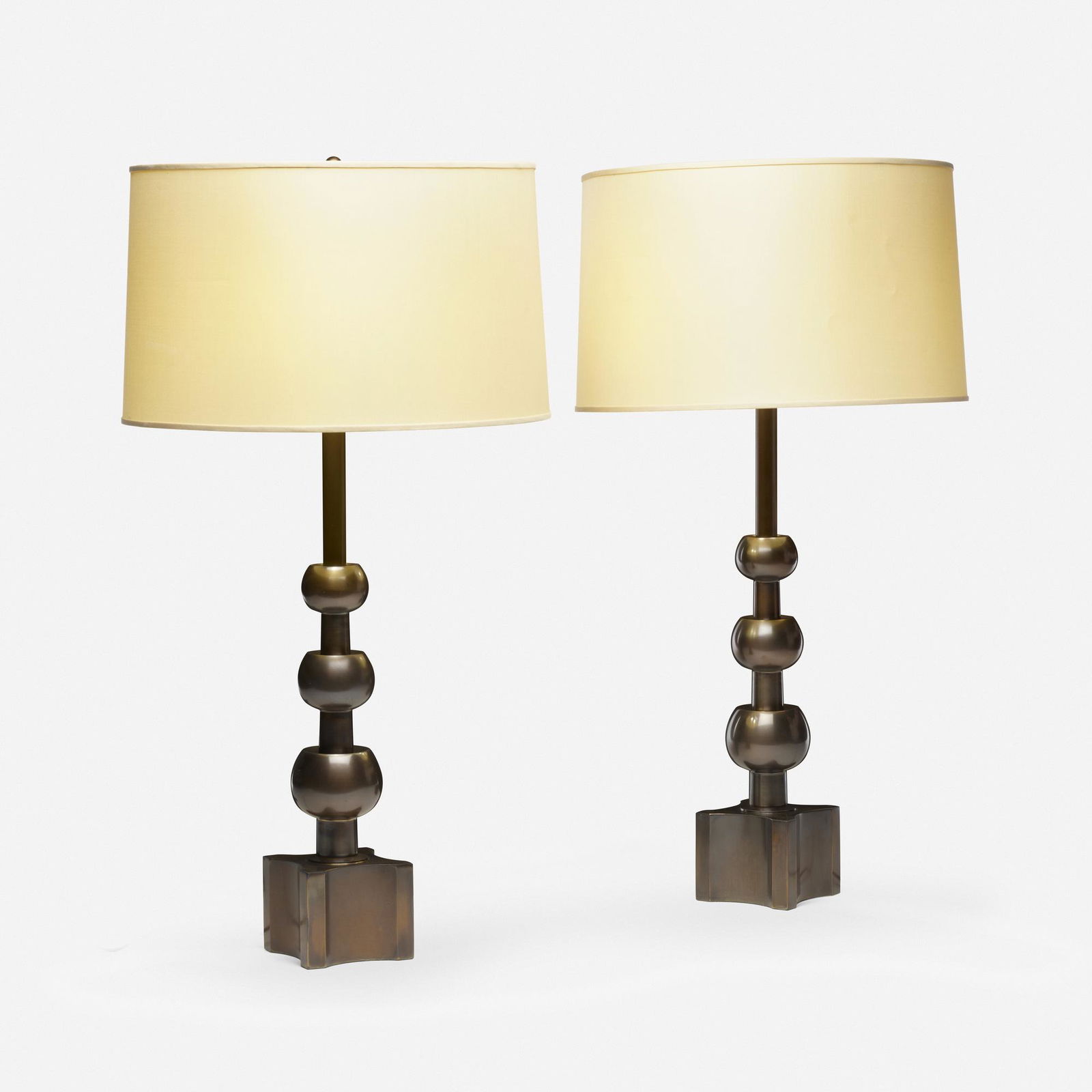 Frederick Cooper, Hudson table lamps, pair: Frederick Cooper Hudson table lamps, pair USA, 21st centurypatinated iron 38.5 h x 5.5 w x 5.5 d in (98 x 14 x 14 cm) Provenance: David Kleinberg Design Associates, New York <