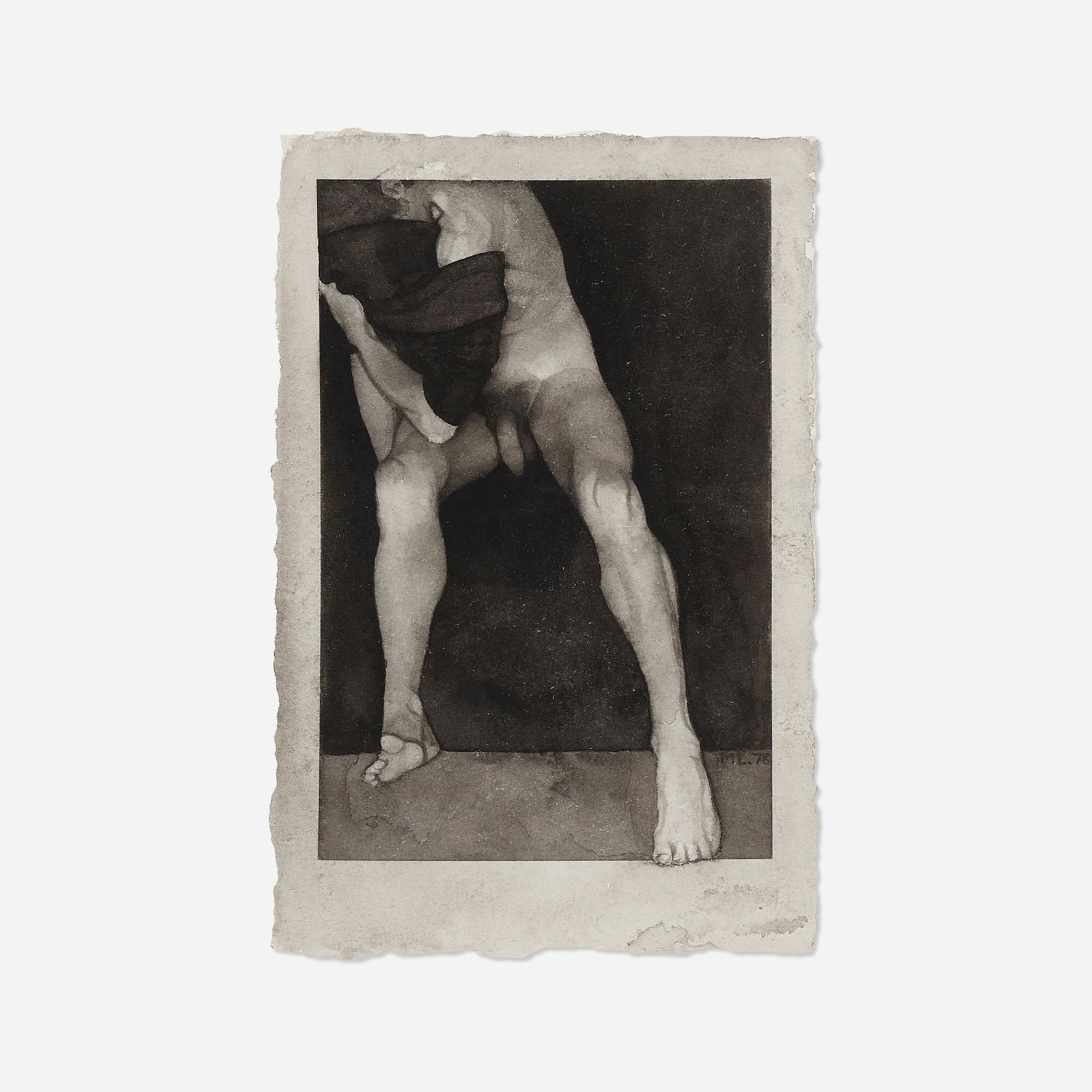 Michael Leonard, Tonal Nude: Michael Leonard Tonal Nude 1978watercolor on paper image: 7.5 h x 5 w in (19 x 13 cm) sheet: 9.25 h x 6.125 w in (23 x 16 cm) This is the only watercolor tonal nude created by the artist.