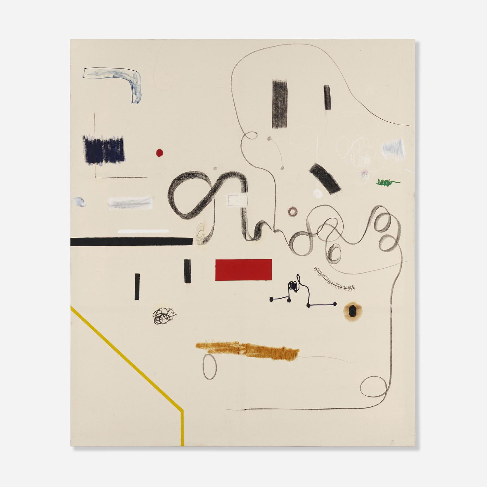 Christian Rosa, Waste no time, spend that cash: Christian Rosa Waste no time, spend that cash 2014oil, oilstick, charcoal and graphite on canvas 94.25 h x 78.75 w in (239 x 200 cm) Signed and dated to verso 'Christian Rosa 2014'.