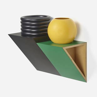 Haim Steinbach, together naturally V1: Haim Steinbach together naturally V1 1986plastic laminated wood shelf, ceramic vase 26.5 h x 27.625 w x 14.5 d in (67 x 70 x 37 cm) Signed, titled, dated and numbered to verso 'Haim Steinbach