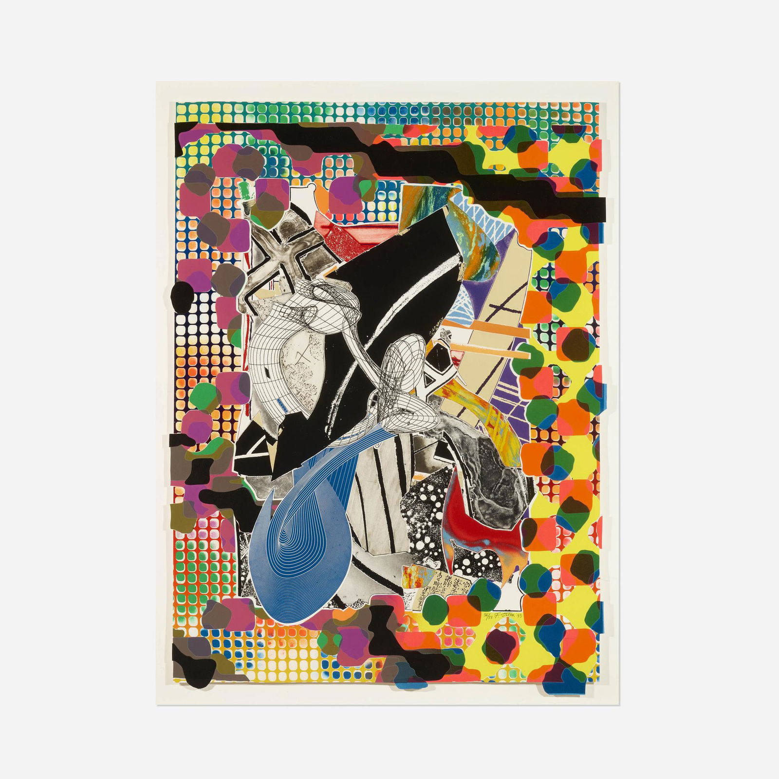 Frank Stella, The Affidavit: Frank Stella The Affidavit (from the Moby Dick Deckle Edges series) 1993lithograph, etching, aquatint, relief and screenprint in colors on TGL handmade 61.75 h x 45.5 w in (157 x 116 cm) Signe