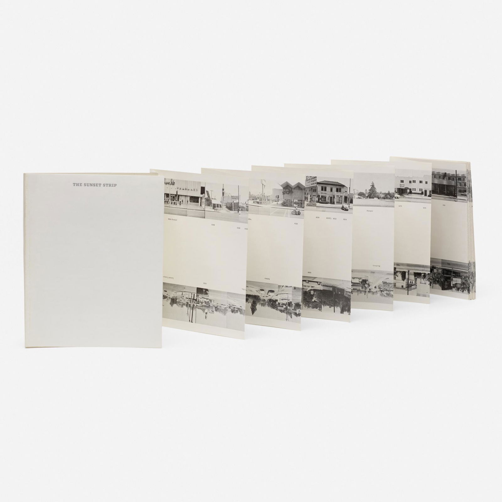 Ed Ruscha, Every Building on the Sunset Strip: Ed Ruscha Every Building on the Sunset Strip 1966offset lithograph, silver Mylar closed: 7.0625 h x 5.625 w in (18 x 14 cm) This work is from the second edition of 5000 published by the artist
