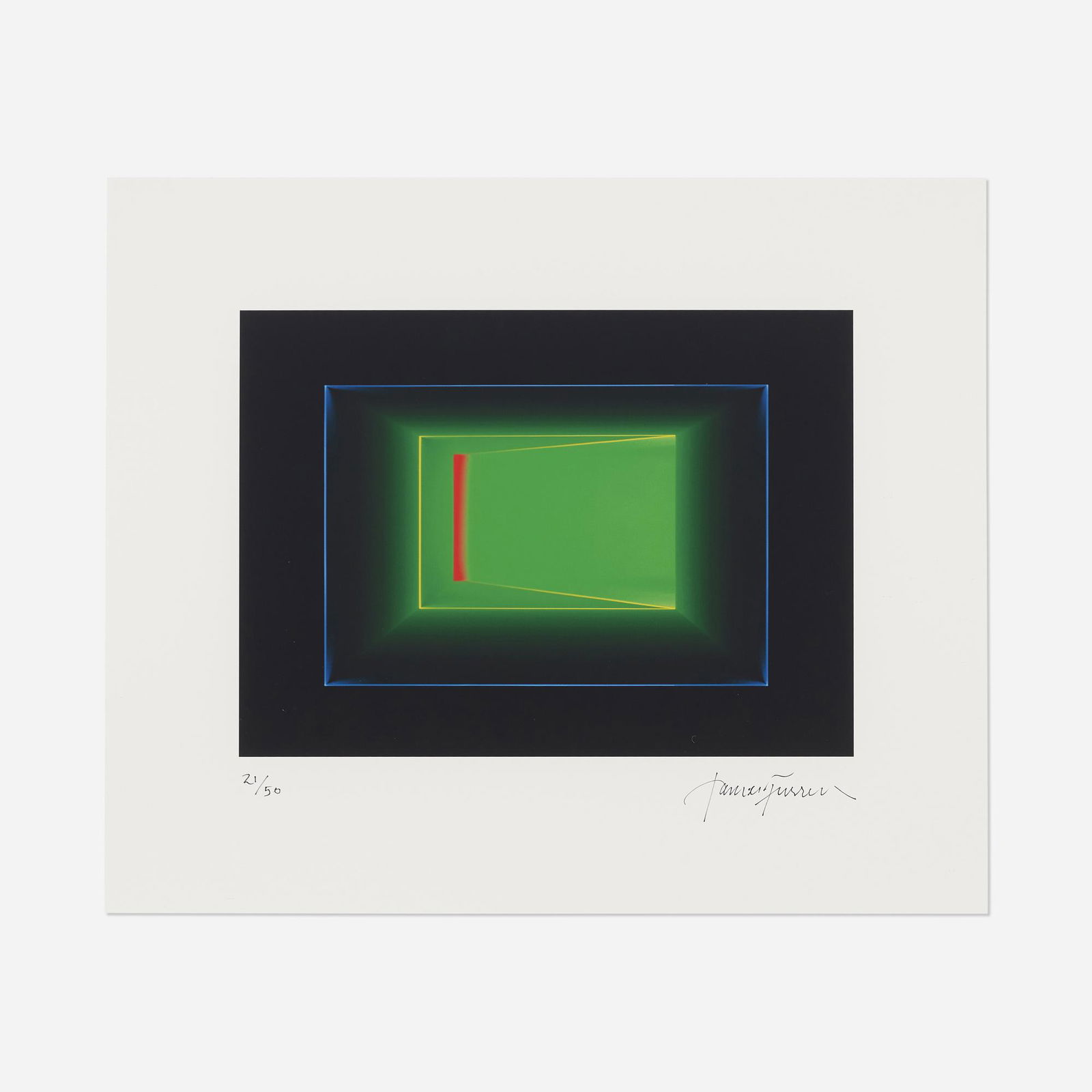 James Turrell, Key Lime: James Turrell Key Lime 1997archival pigment ink image: 10 h x 13.5 w in (25 x 34 cm) sheet: 16.5 h x 19.5 w in (42 x 50 cm) Signed and numbered to lower margin 'James Turrell 21/50'. This w