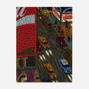 Yvonne Jacquette, Motion Picture (Times Square): Yvonne Jacquette Motion Picture (Times Square) 1989-90lithograph in colors on Arches 360gm 48.5 h x 36 w in (123 x 91 cm) Signed, titled, dated and numbered to lower edge '8/60 Motion Picture