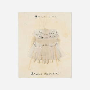 Lesley Dill, Opening to the Unknown Nourishment: Lesley Dill Opening to the Unknown Nourishment 2001lithograph with collage on tea-stained wove paper with Japanese paper and thread 26.75 h x 21.25 w in (68 x 54 cm) Signed, dated and numbered