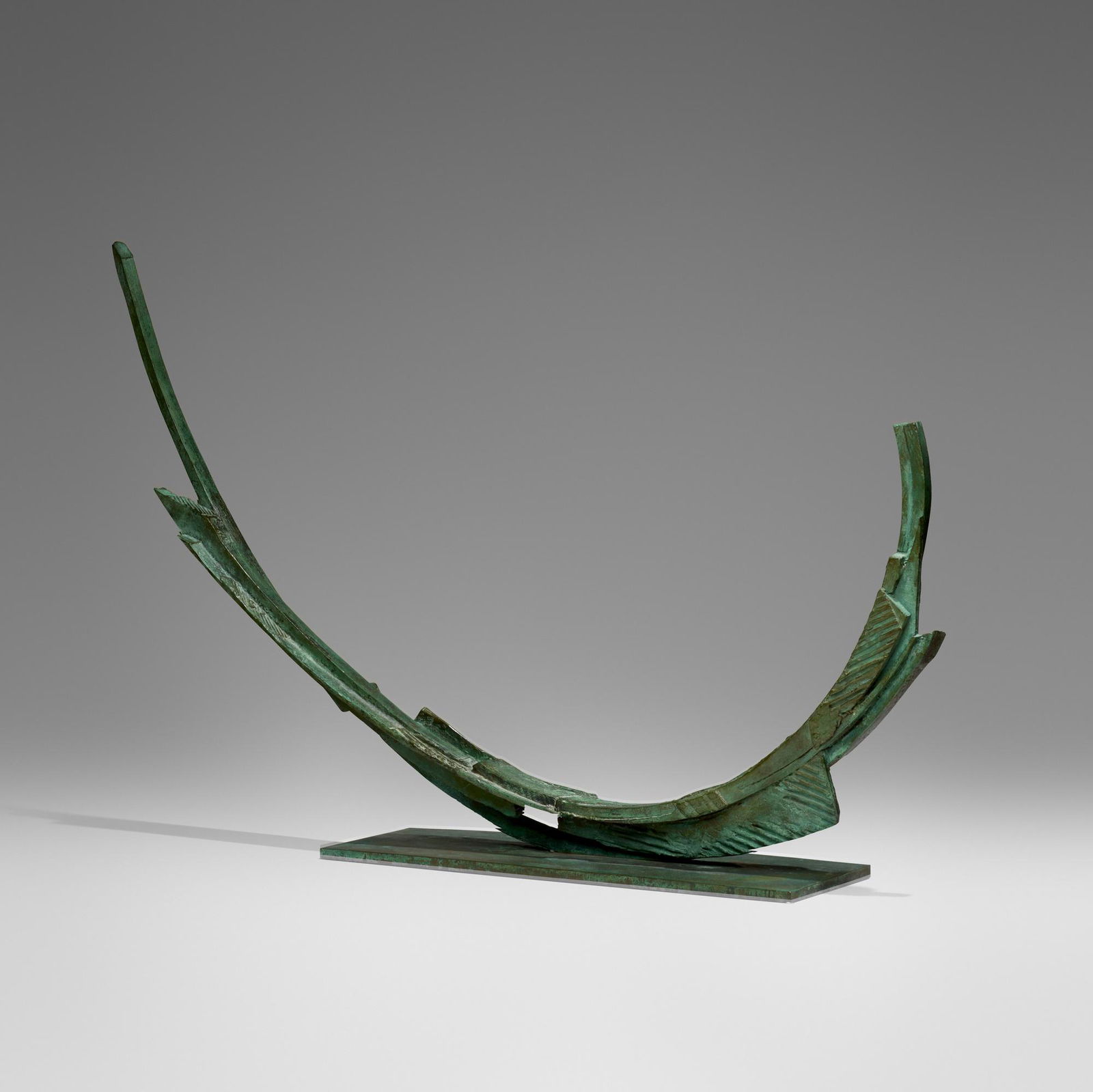 Bruno Romeda, Untitled: Bruno Romeda Untitled 1987patinated bronze 22.25 h x 34.5 w x 6 d in (57 x 88 x 15 cm) Incised signature, date and number to lower edge of curve 'Romeda 87 1/3'. Incised signature, date and nu