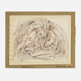 Charles Seliger, Untitled: Charles Seliger Untitled graphite and colored pencil on paper laid to board sheet: 7.75 h x 9.625 w in (20 x 24 cm) board: 9 h x 11 w in (23 x 28 cm) Signed to lower left 'Seliger Charles'.