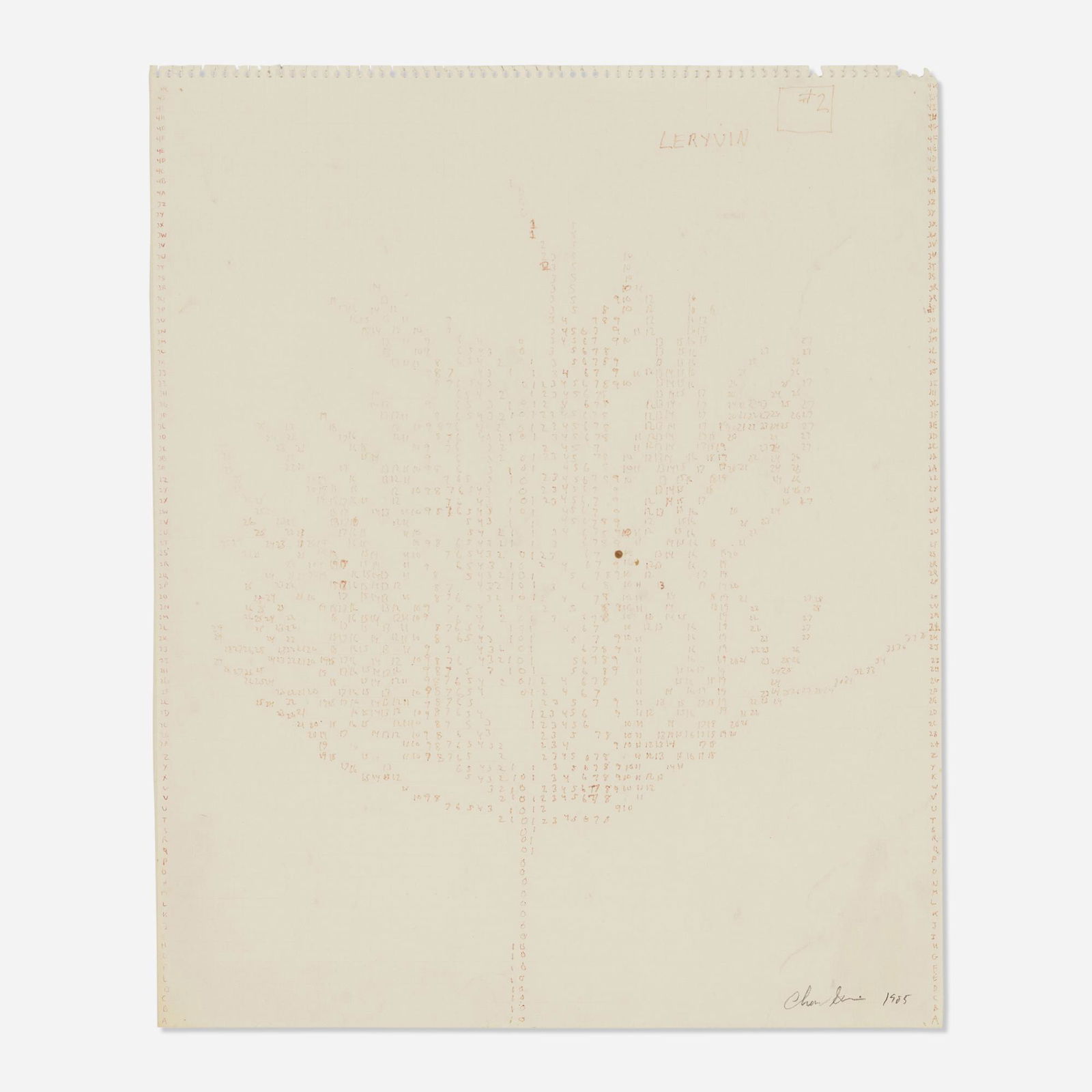 Charles Gaines, Leryuin #2: Charles Gaines Leryuin #2 (Working Drawing for Numbers and Trees) 1985ink on paper 17 h x 14 w in (43 x 36 cm) Titled to upper right 'Leryuin #2'. Signed and dated to lower left 'Charles Gaine