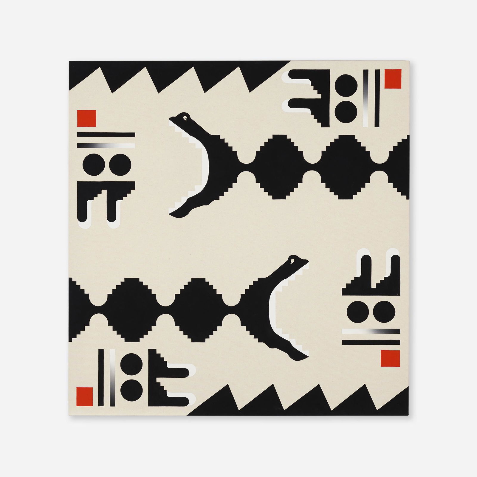 Math Bass, Newz!: Math Bass Newz! 2015gouache on canvas 44 h x 42 w in (112 x 107 cm) Signed and dated to verso 'M3 2015'. Provenance: Overduin & Co., Los Angeles | Private Collection