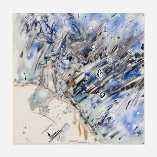 Christian Ludwig Attersee, Holzbluete: Christian Ludwig Attersee Holzbluete 1983gouache and acrylic on paper 24.625 h x 24.5 w in (63 x 62 cm) Signed, titled and dated to lower center 'Holzbluete Attersee 83'. Proven