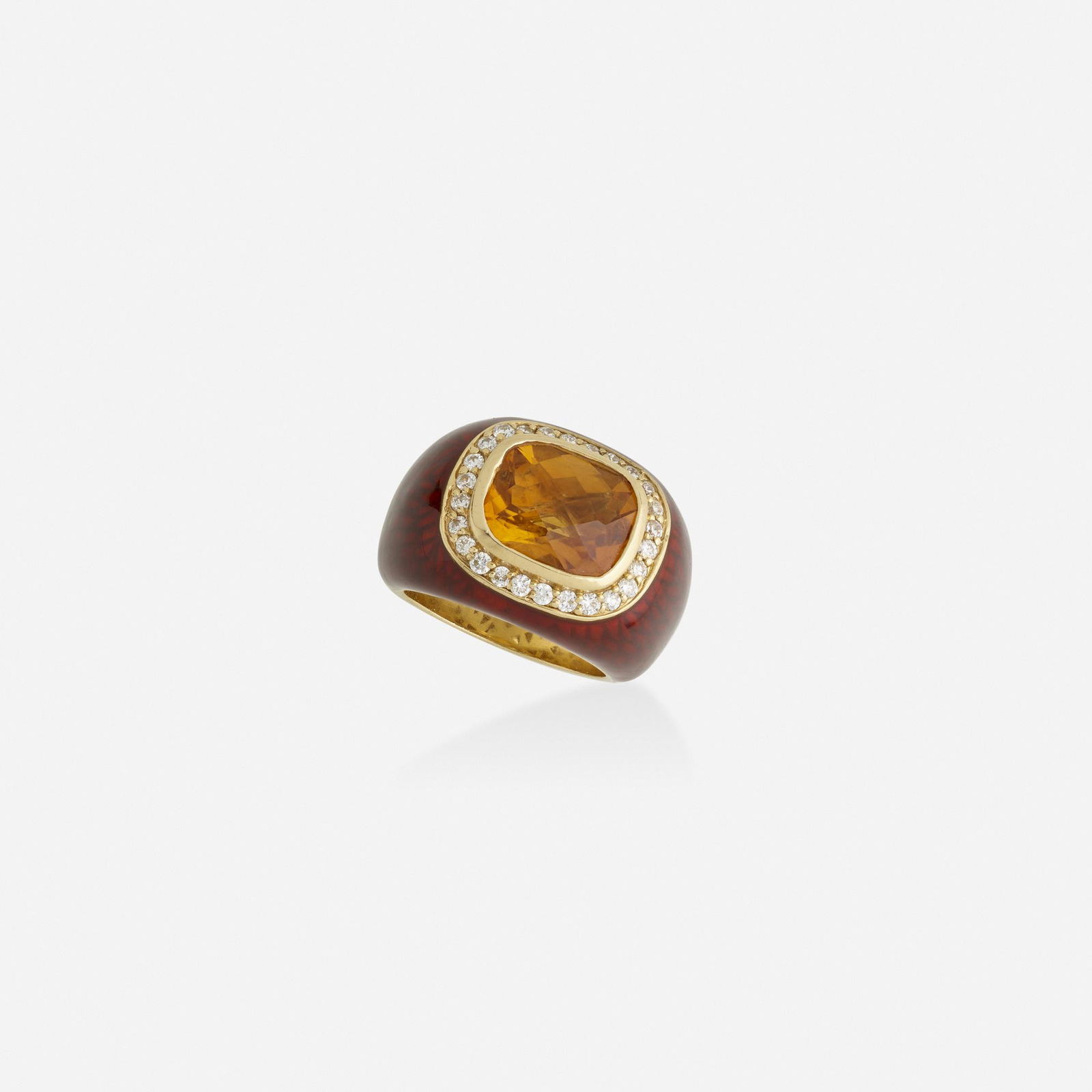 Enamel, citrine, and diamond ring (1 of 3)