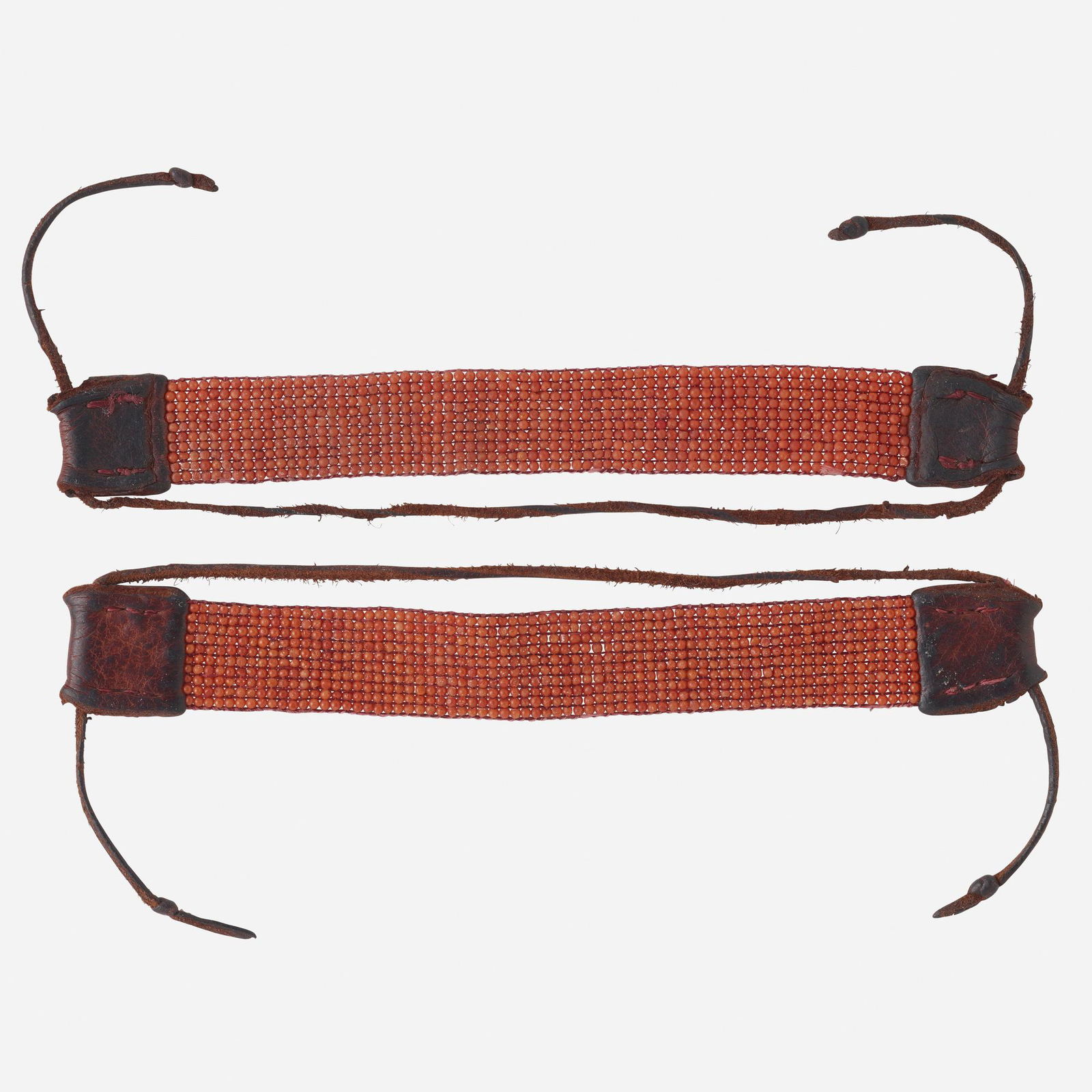 Two coral and leather strap bracelets (1 of 2)