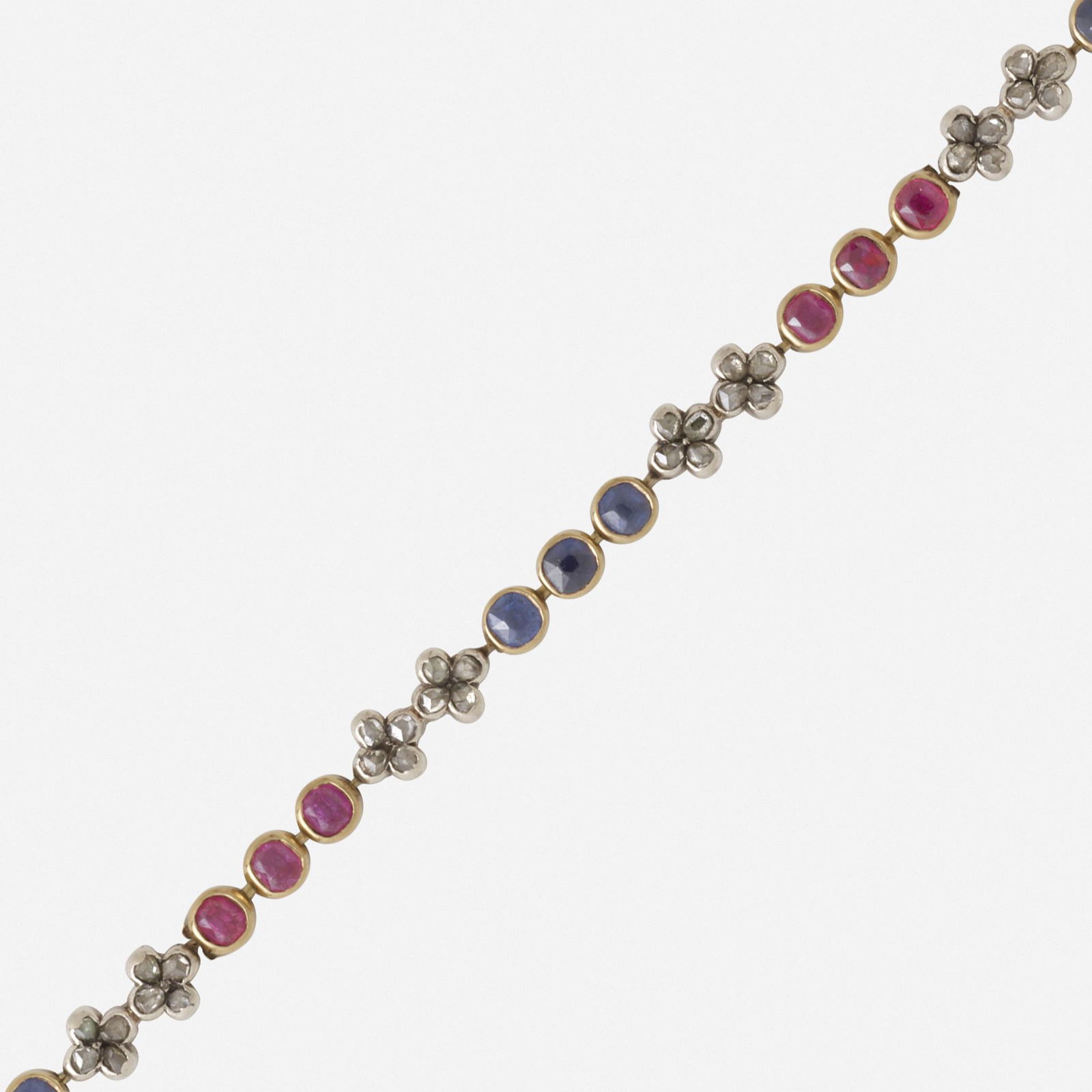 French, Antique sapphire, ruby, diamond bracelet (1 of 4)