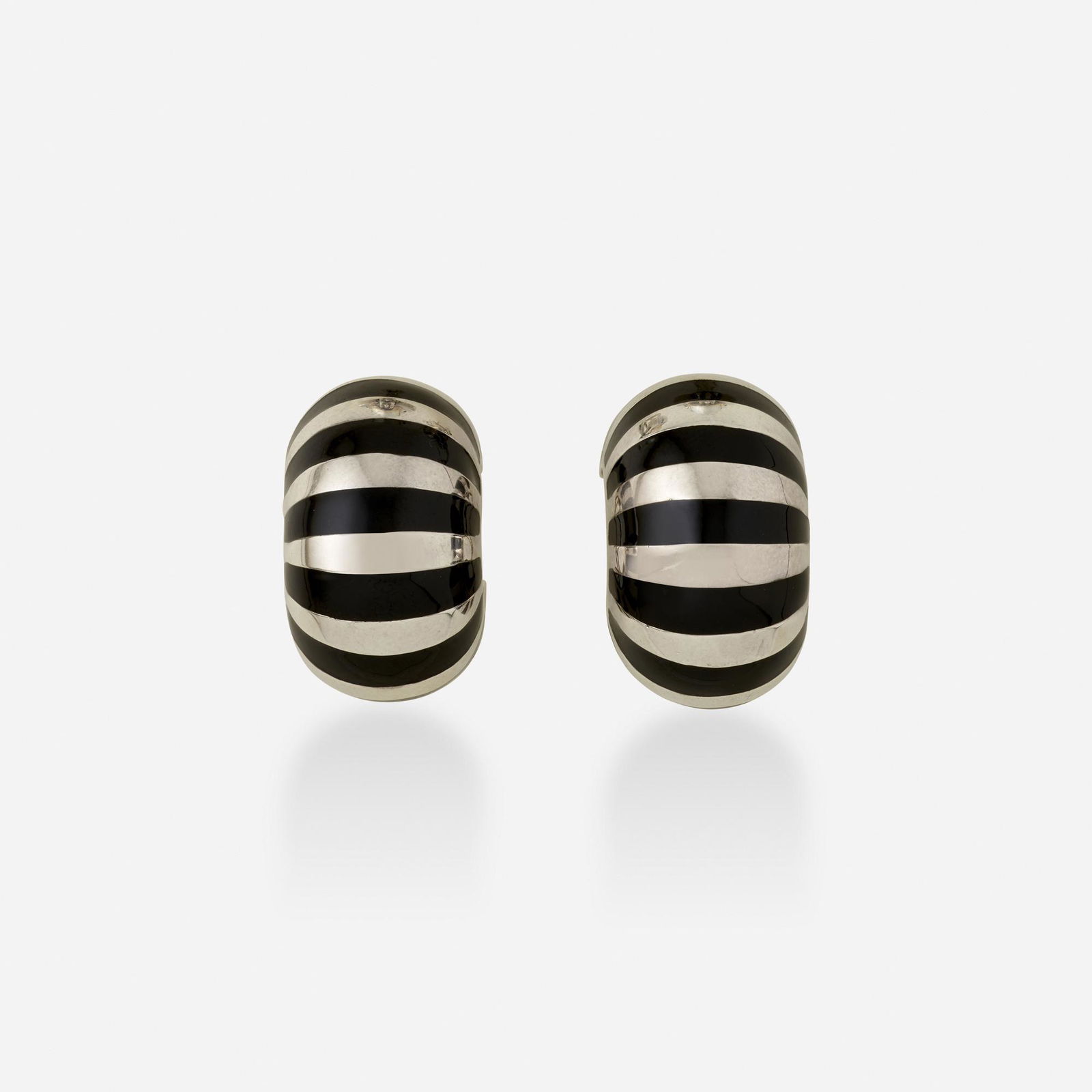 Tiffany & Co., 'Stripe' enamel, sterling earrings (1 of 5)