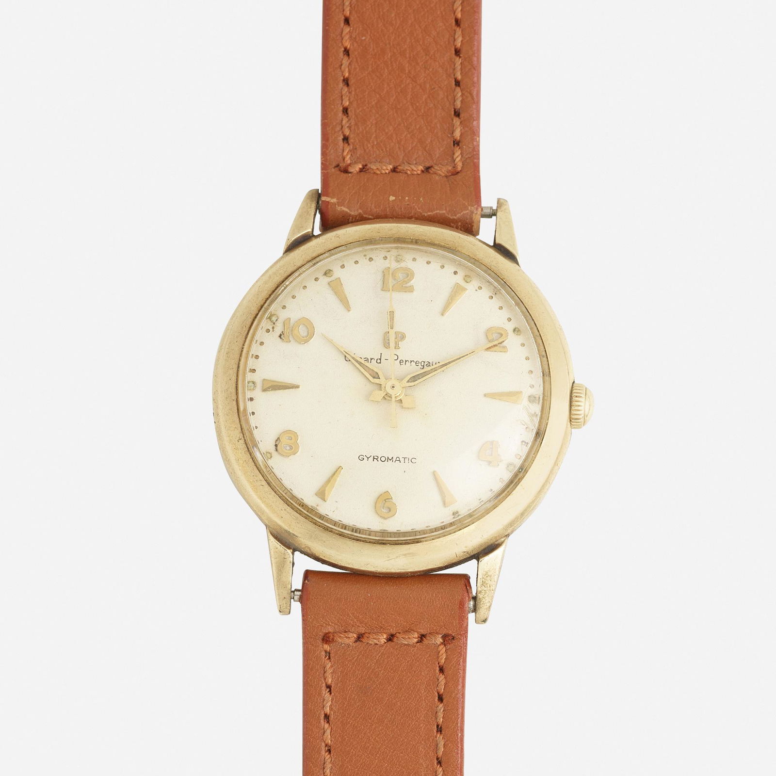 Girard Perregaux, 'Gyromatic' wristwatch: Girard Perregaux 'Gyromatic' stainless steel and gold-filled wristwatch With sweep center seconds Dial: White with applied Arabic and dagger numerals Movement: Automatic Case material: