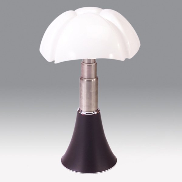 GAE AULENTI; MARTINELLI LUCE; Telescoping lamp of s: GAE AULENTI; MARTINELLI LUCE; Telescoping lamp of spun aluminum and painted metal, 1967; Extended: 34''