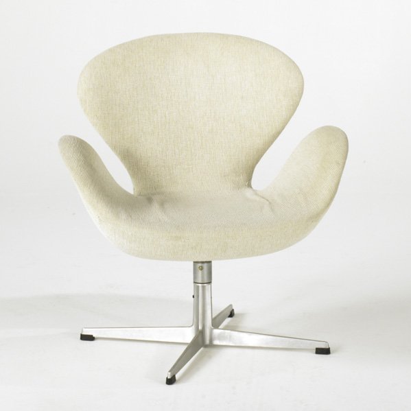 ARNE JACOBSEN; FRITZ HANSEN; Swan chair, Denmark,: ARNE JACOBSEN; FRITZ HANSEN; Swan chair, Denmark, 1970s; Cast aluminum and wool; Unmarked; 32'' x 29'' x 26''