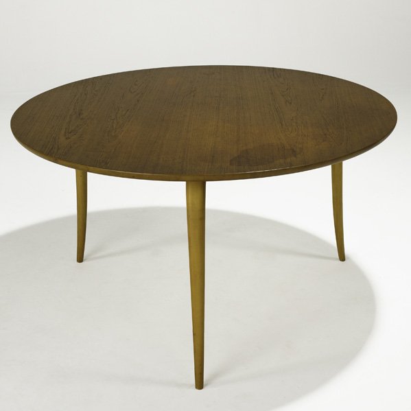 BRUNO MATHSSON; KARL MATHSSON; Occasional table, S: BRUNO MATHSSON; KARL MATHSSON; Occasional table, Sweden, 1950s; Note: Rare in this size; Teak and laminated birch; Branded mark; 23'' x 41 1/4''
