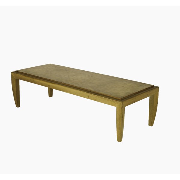 PAUL LASZLO; BROWN & SALTMAN; Coffee table, USA,: PAUL LASZLO; BROWN & SALTMAN; Coffee table, USA, 1950s; Bleached mahogany and bamboo; Unmarked; 14 1/4'' x 50'' x 20''