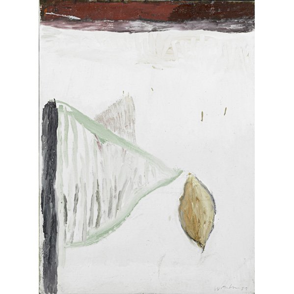WILLIAM DOUGLAS McGEE (American, 1925-1999); Two p: WILLIAM DOUGLAS McGEE (American, 1925-1999); Two paintings: Winterset #II, 1989; Signed, dated and titled; 24'' x 18''; Summer Rain, 1988; Signed, dated and titled; 24 3/4'' x 20 1/2''; Provenance: Pr