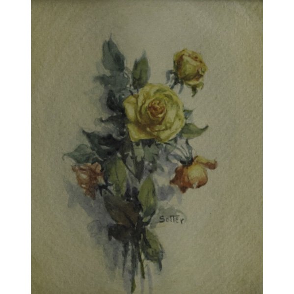 ALICE SOTTER (American, 1883-1968); Watercolor flo: ALICE SOTTER (American, 1883-1968); Watercolor floral still life (framed); Signed; Sight: 3 1/2'' x 2 1/2''