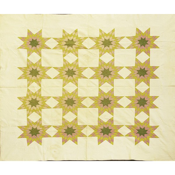 TWO PENNSYLVANIA STAR PATTERN QUILTS: TWO PENNSYLVANIA STAR PATTERN QUILTS; One a lone or Bethlehem star, late 19th/early 20th c.; 94'' sq.