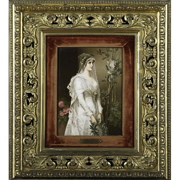 KPM: KPM; Painting on porcelain, ''Laura,'' in gilded frame, late 19th c.; Scepter mark; 7 1/2'' x 10''