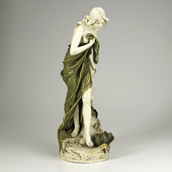 SCHIERHOLZ PORCELAIN: ROYAL DUX; Porcelain figure of a water nymph, 19th/20th c.; Marked; 24 3/4'' x 9''