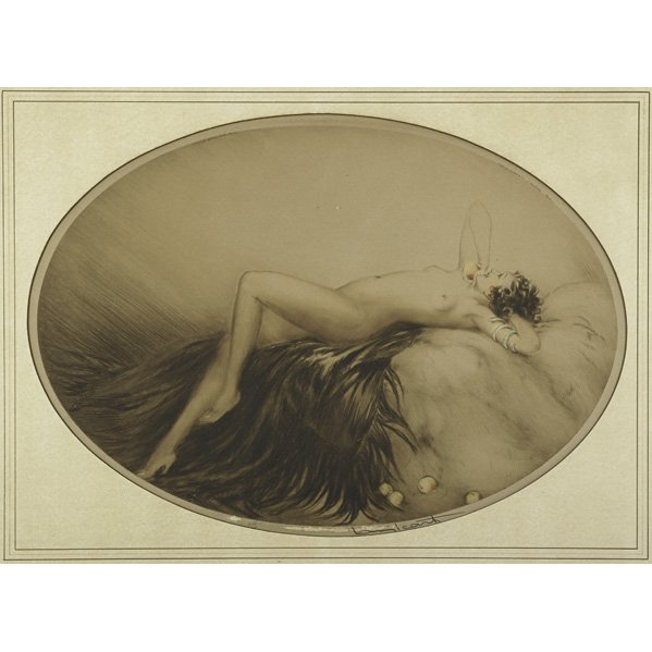 LOUIS ICART (French, 1888-1950): LOUIS ICART (French, 1888-1950); Drypoint etching, ''Eve,'' ca. 1920 (framed); Signed, no. 28 of 500 edition; 19 1/2'' x 14 1/4'' (sight)