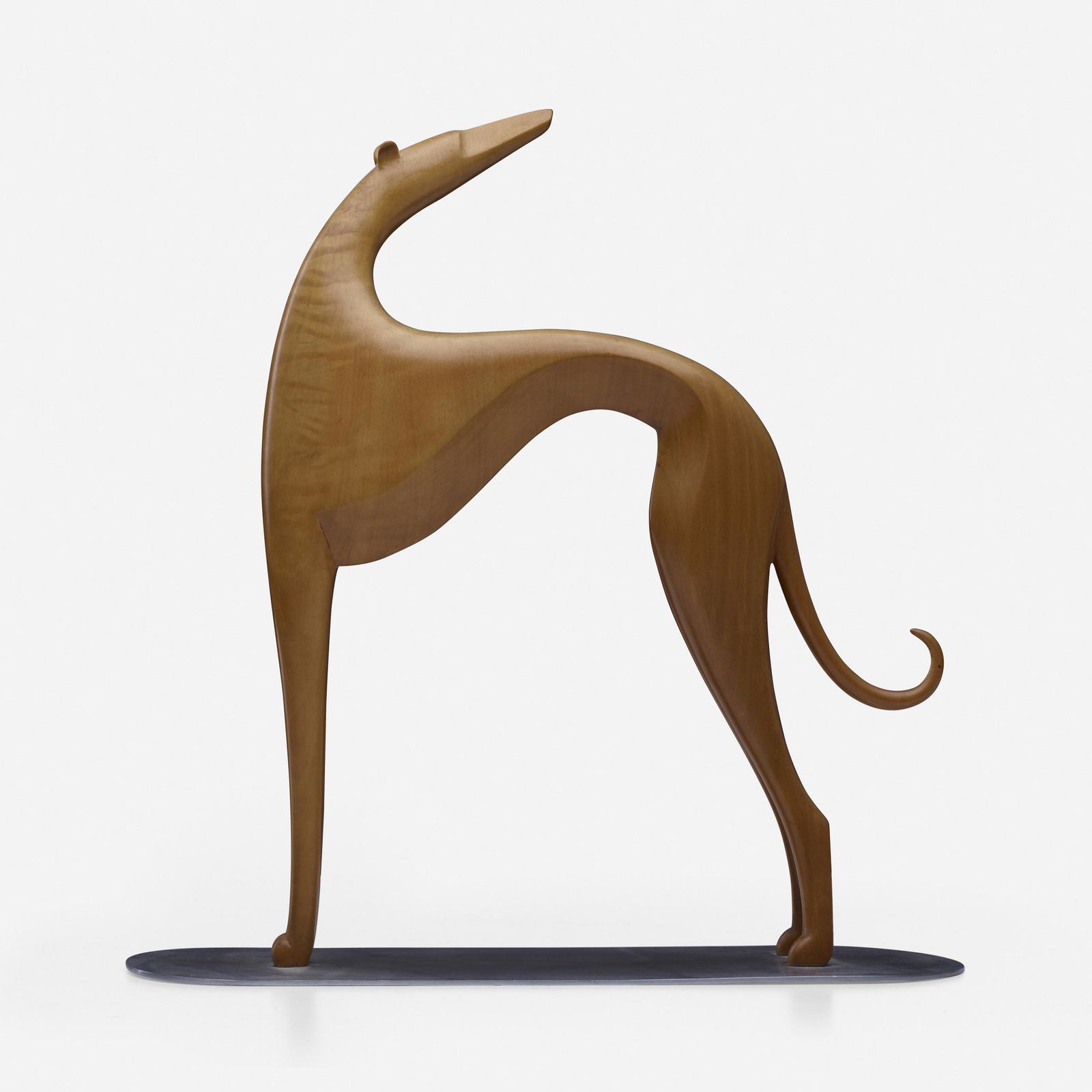 Karl Hagenauer, Greyhound: Karl Hagenauer Greyhound Werkstatte HagenauerAustria, c. 1935carved wood, nickel-plated brass 12.5 h x 11.5 w x 3.25 d in (32 x 29 x 8 cm) The Rena mark indicates a work produced for sal